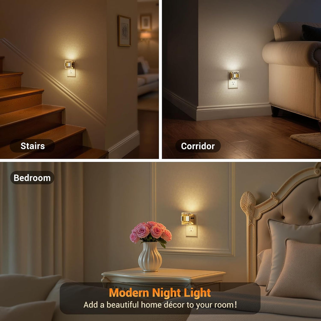 Golden Bubble Night Lights Plug into Wall, [2 Pack]Night Light3000K/4000K/5000K & 3 Brightness Levels