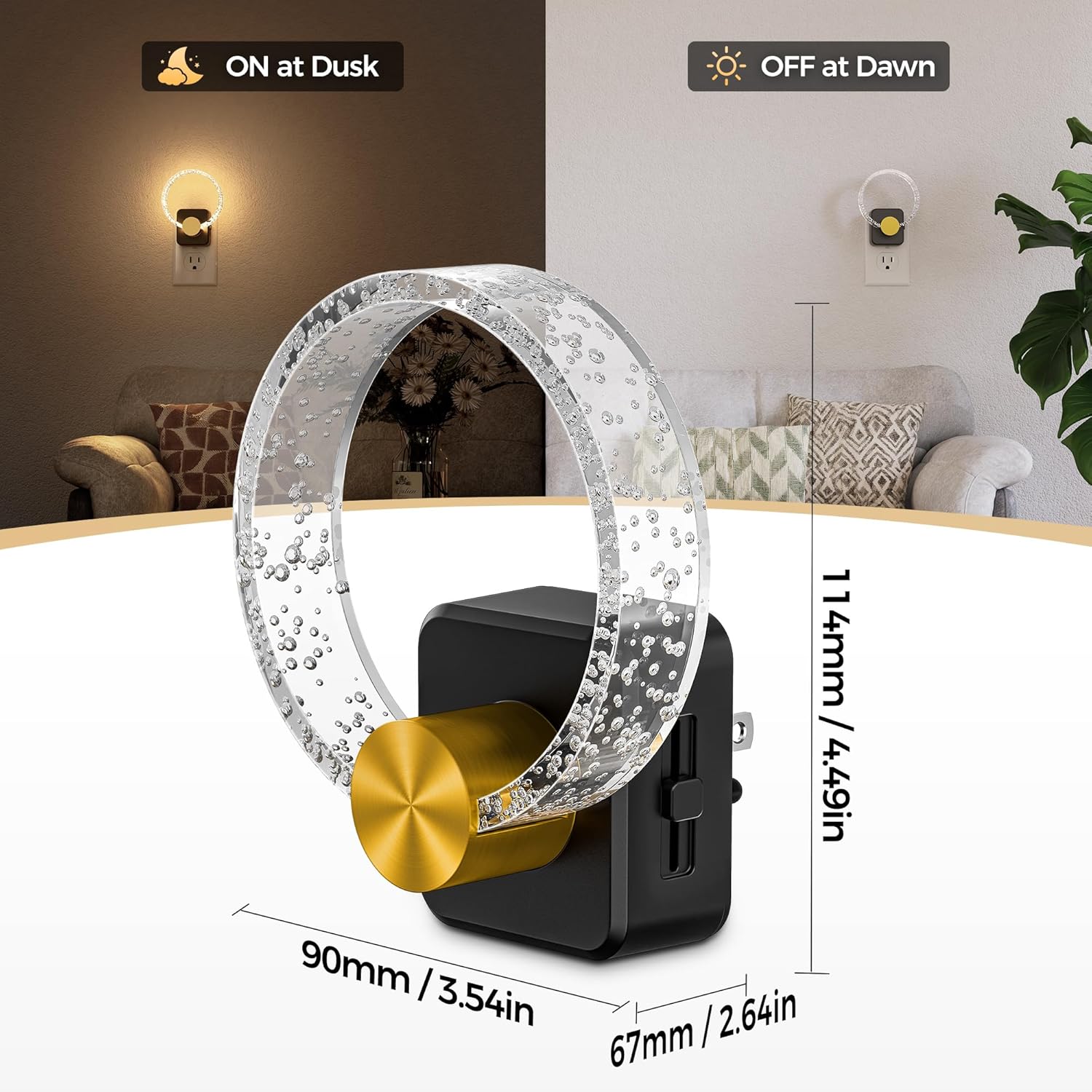 LED Night Light, Decorative Night Light Plug Into Wall with Dusk-to-Dawn Sensor